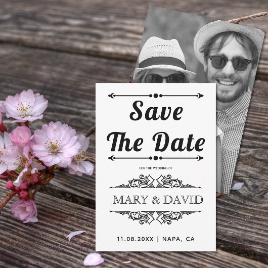  zwart, wit typografie foto save the date