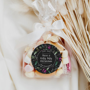 Zwart Wit Typografie Kerst Gift Stickers