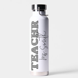 Zwart-wit typografie Leraar naam Waterfles