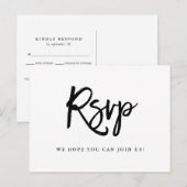 Zwart-wit typografie | Maaltijdkeuze RSVP Uitnodiging Briefkaart (Voorkant / Achterkant)