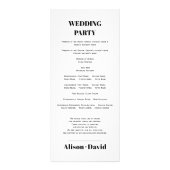 Zwart, wit typografie minimalistisch trouwprogramm reclamekaart (Achterkant)