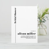 Zwart, wit typografie minimalistisch vrijgezellenf kaart (Staand voorkant)