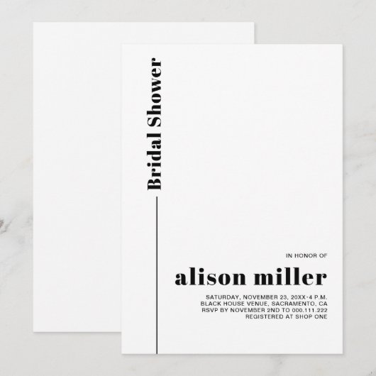 Zwart, wit typografie minimalistisch vrijgezellenf kaart (Voorkant / Achterkant)