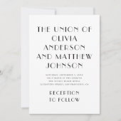Zwart-wit typografie minimalistische bruiloft kaart (Voorkant)