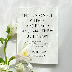 Zwart-wit typografie minimalistische bruiloft kaart