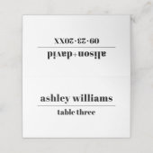 Zwart wit typografie minimalistische bruiloft plaatskaartje (Buitenkant ongevouwen)