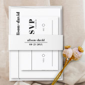 Zwart wit typografie minimalistische bruiloft uitnodigingen wikkel