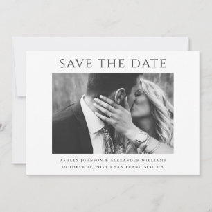 Zwart-wit typografie. Minimalistische trouwfoto Save The Date