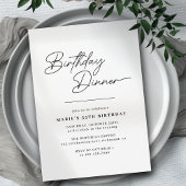 Zwart-wit Typografie Modern Verjaardagsdiner Kaart