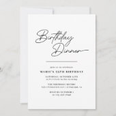 Zwart-wit Typografie Modern Verjaardagsdiner Kaart (Voorkant)