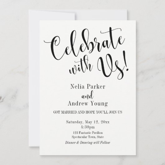 Zwart Wit Typografie Na Bruiloftsfeest Kaart (Voorkant)