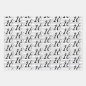 Zwart Wit Typografie Nummers 18e Verjaardag Inpakpapier Vel (Voorkant 2)