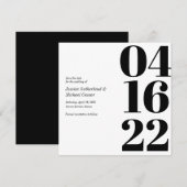 Zwart-wit typografie Nummerweergave Opslaan Datum Kaart (Voorkant / Achterkant)