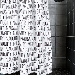 Zwart-wit Typografie Patroon Grappig Ondeugend Douchegordijn