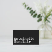 Zwart-wit typografie QR-code voor schrijfmachine Visitekaartje (Staand voorkant)