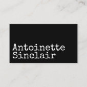 Zwart-wit typografie QR-code voor schrijfmachine Visitekaartje (Voorkant)