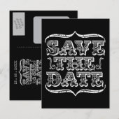 zwart-wit typografie Save the Date Aankondigingskaart (Voorkant / Achterkant)