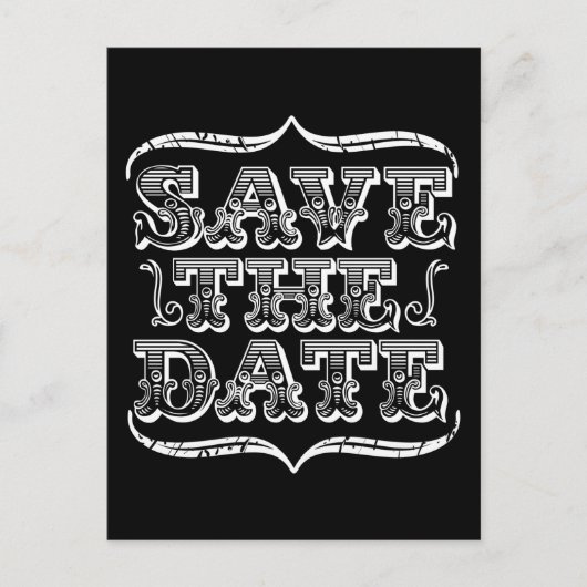 zwart-wit typografie Save the Date Aankondigingskaart (Voorkant)