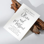 Zwart-wit typografie script bruiloft + QR Kaart