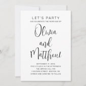 Zwart-wit typografie script huwelijksfeest + QR Kaart (Voorkant)
