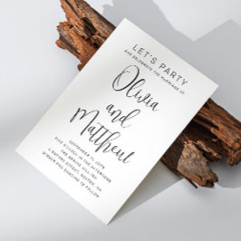 Zwart-wit typografie script huwelijksfeest + QR Kaart