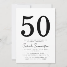 Zwart Wit Typografie Vijftig 50ste Verjaardagsfees