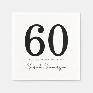 Zwart Wit Typografie Zestig Naam 60ste Verjaardag Servet