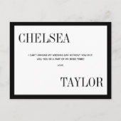 Zwart wit Typografisch Bridesmaid Voorstel Uitnodiging Briefkaart (Achterkant)