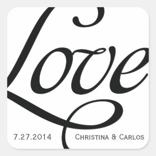 Zwart-wit Typografische Liefde Sticker