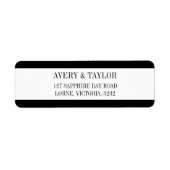 Zwart wit Typografische Naam Terug Adres Label (Voorkant)