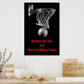 Zwart wit U kunt Basketbal Poster citeren (Keuken)