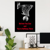 Zwart wit U kunt Basketbal Poster citeren (Thuiskantoor)