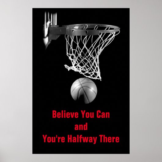 Zwart wit U kunt Basketbal Poster citeren (Voorkant)