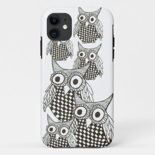 Zwart-Wit Uil iphone5 hoesje