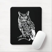 Zwart-Wit Uil Kunst Muismat (Met muis)