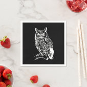 Zwart-wit Uil Kunst Servet (Insitu)