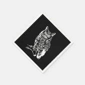 Zwart-wit Uil Kunst Servet (Hoek)