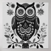 Zwart-wit Uil Poster (Voorkant)