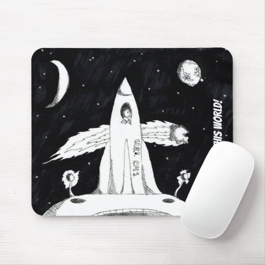Zwart-wit uit dit wereldruimteschip muismat (Met muis)