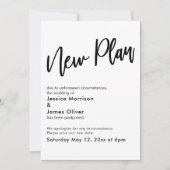 Zwart Wit Uitgesteld Bruiloft Nieuw Plan Update Ka Kaart (Voorkant)