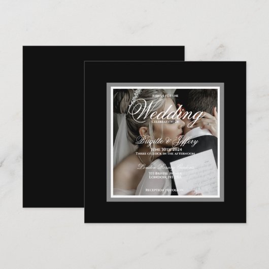 Zwart & wit uitnodiging (Voorkant / Achterkant)