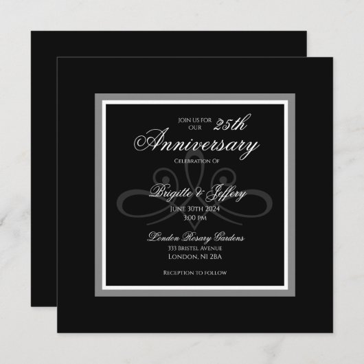 Zwart-wit uitnodiging (Voorkant / Achterkant)