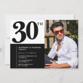 Zwart-wit uitnodigingen 30e verjaardag foto (Voorkant)