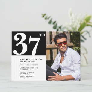Zwart-wit uitnodigingen foto voor 37e verjaardag