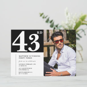 Zwart-wit uitnodigingen foto voor 43ste verjaardag