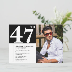 Zwart-wit uitnodigingen foto voor 47ste verjaardag