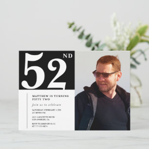 Zwart-wit uitnodigingen foto voor 52ste verjaardag