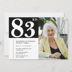 Zwart-wit uitnodigingen foto voor 83ste verjaardag