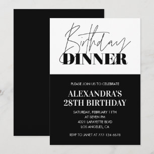 Zwart-wit uitnodigingen voor 28e verjaardag Dinner