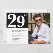 Zwart-wit uitnodigingen voor 29ste verjaardag (Voorkant)